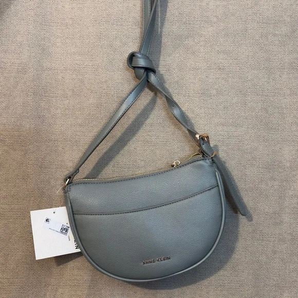 Anne Klein Sculpted Belt Half Moon Olive Crossbody Bag - Picture 1 of 9